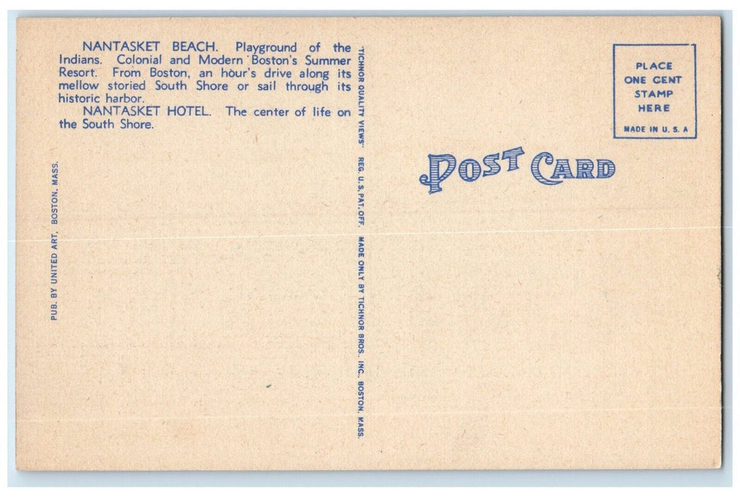 c1930's Nantasket Hotel Beach Rocks View Massachusetts MA Vintage Postcard