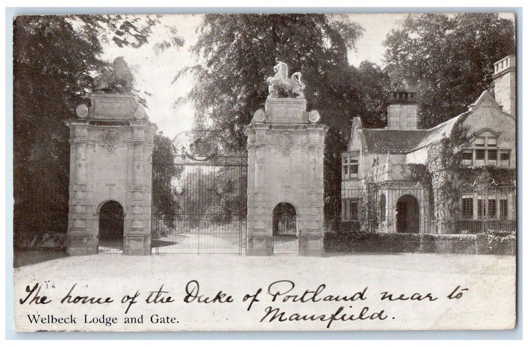 c1940s Welbeck Lodge and Gate, House of Duke of Portland Near Mansfield Postcard