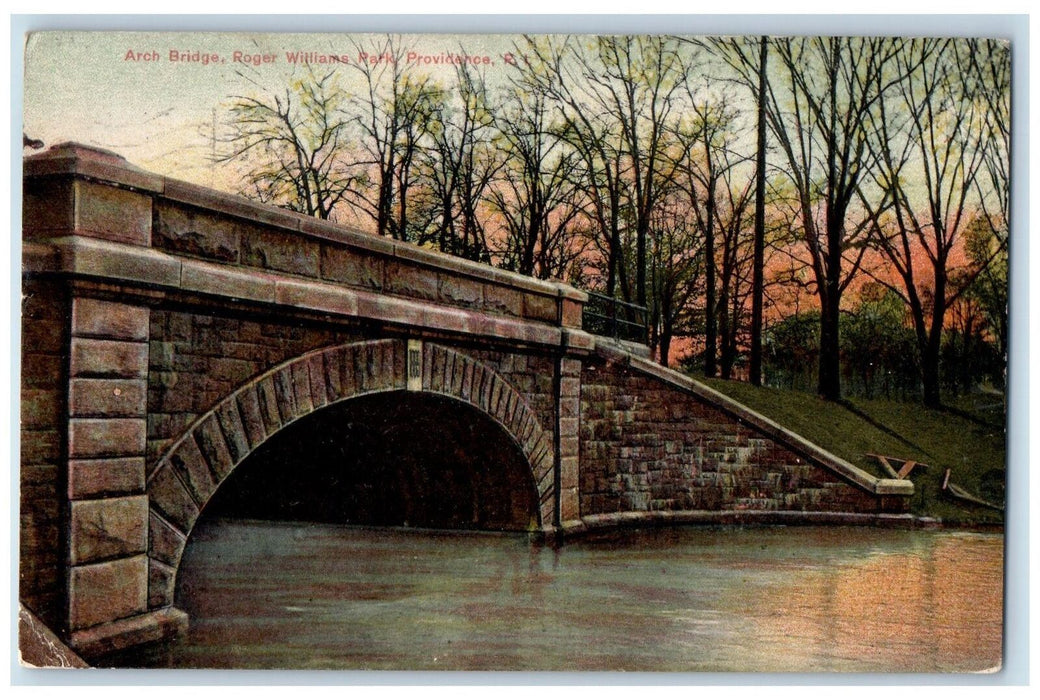 1908 Arch Bridge Roger Williams Park Providence Rhode Island Posted Postcard