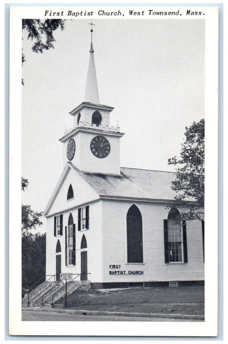 First Baptist Church Clock West Townsend Massachusetts MA Vintage Postcard