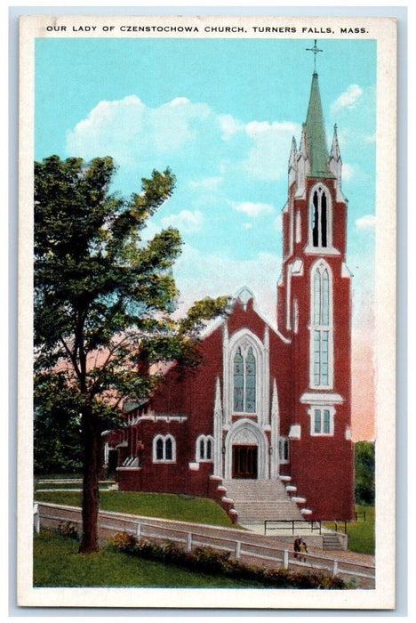 c1930's Our Lady Of Czenstochowa Church Turner Falls Massachusetts MA Postcard