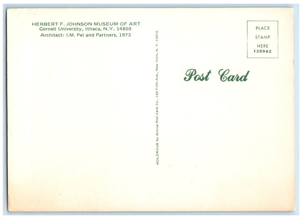 1973 Herbert F Johnson Museum of Art Cornell University Ithaca NY Postcard