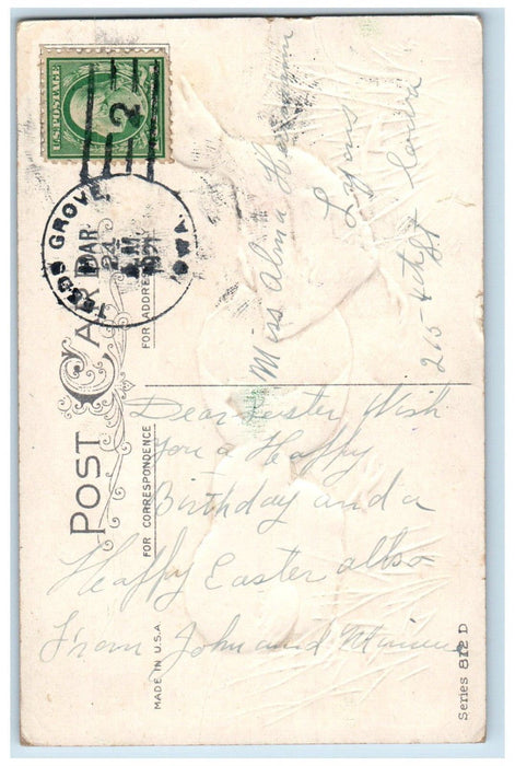 1921 Easter Joys Chicks Hatched Egg Teeds Grove Iowa IA Embossed Posted Postcard