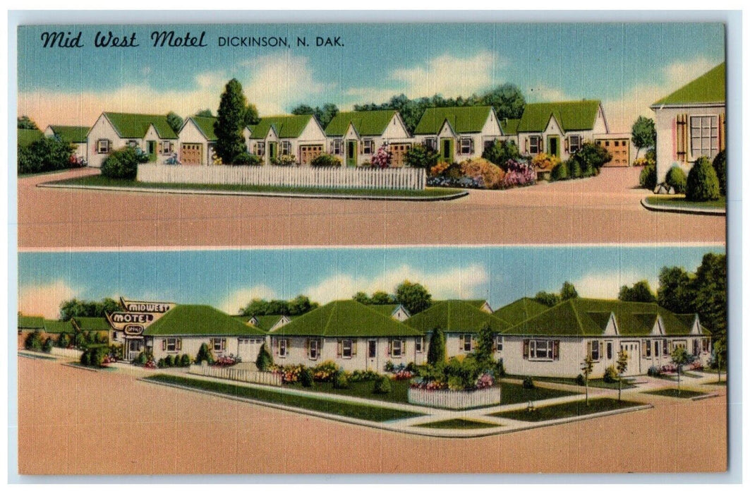 c1940 Mid West Motel Exterior Building Dickinson North Dakota Vintage Postcard