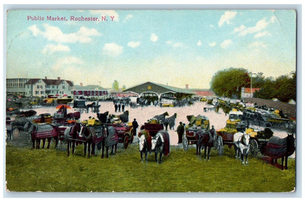 c1910's View Of Public Market Rochester New York NY, Cobourg Ontario Postcard