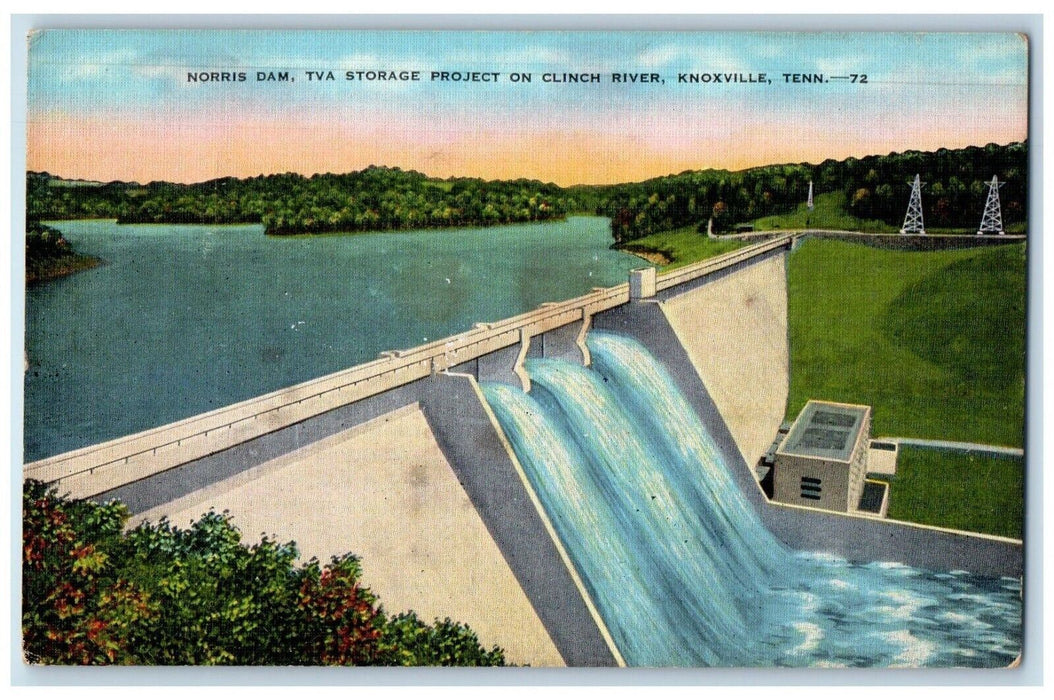1939 Norris Dam TVA Storage Project Clinch River Knoxville Tennessee TN Postcard