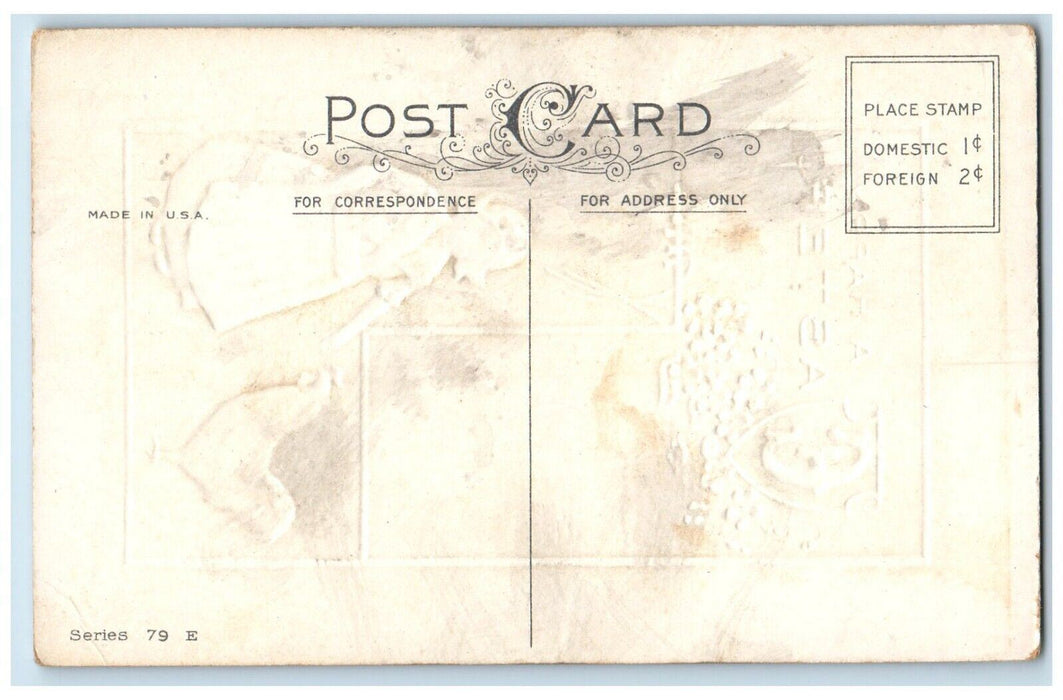 c1910's Easter Dutch Maid Bonnie Blossom Rooster Windmill Embossed Postcard