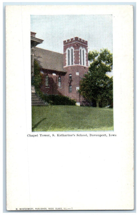c1905 Chapel Tower S. Katharine's School Davenport Iowa IA Antique Postcard