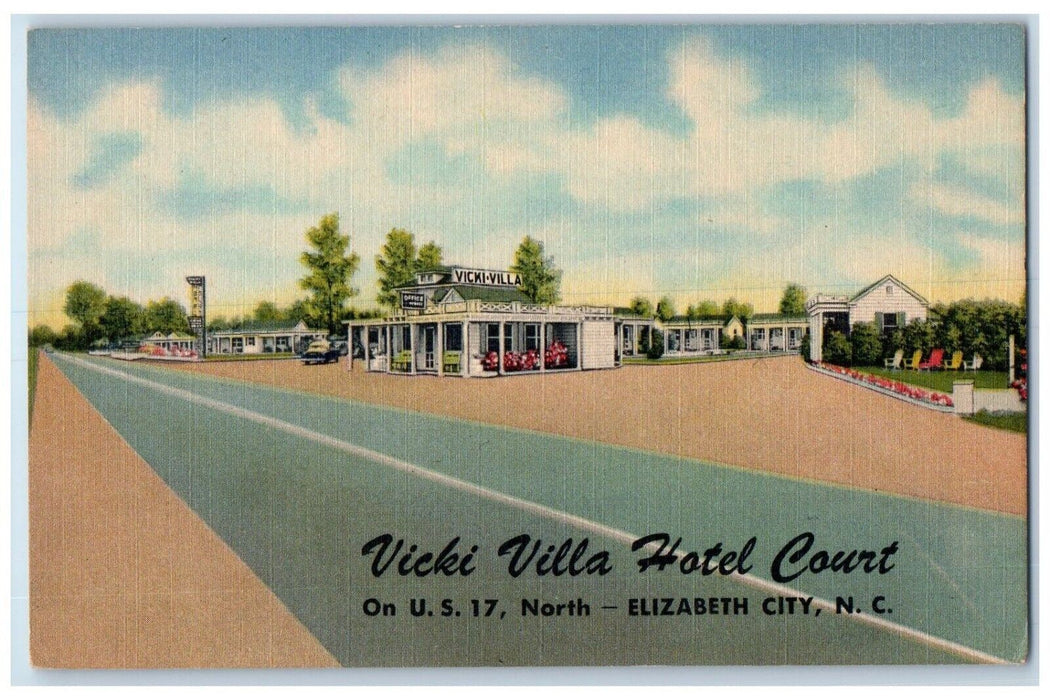 c1940 Vicki Villa Hotel Court Ocean Highway Elizabeth  North Carolina Postcard