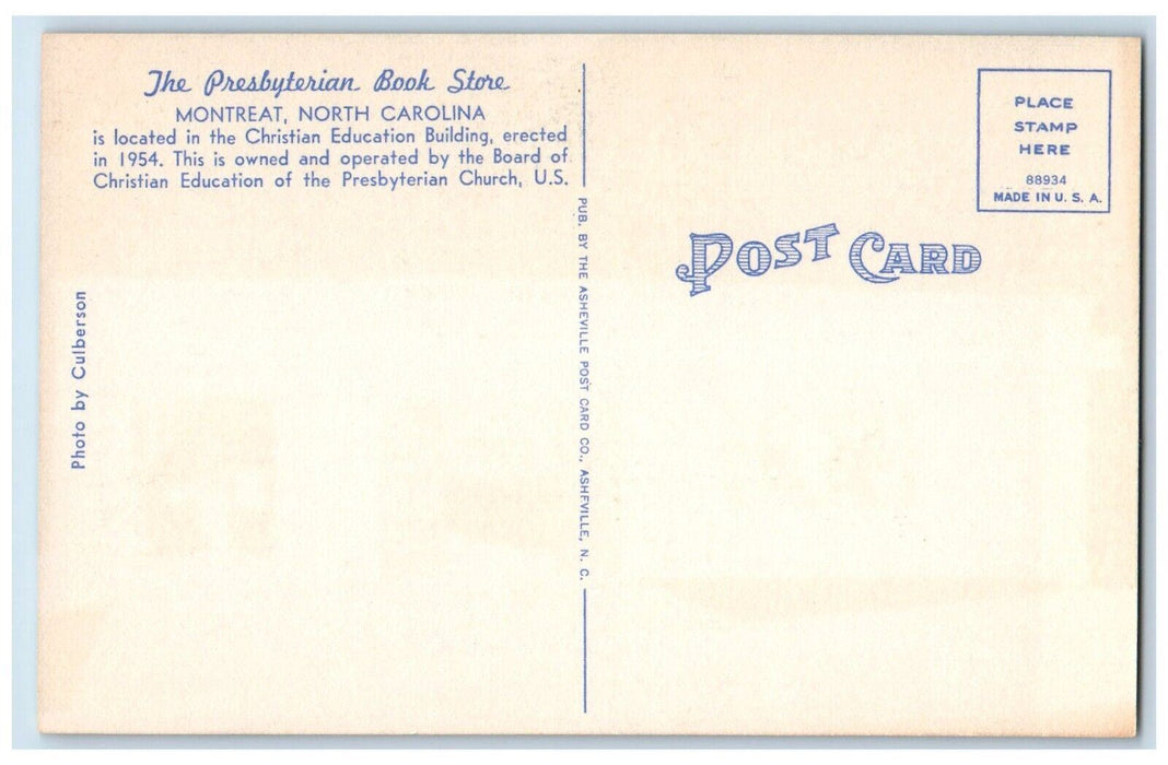 1940 Presbyterian Book Store Montreat Education Building North Carolina Postcard