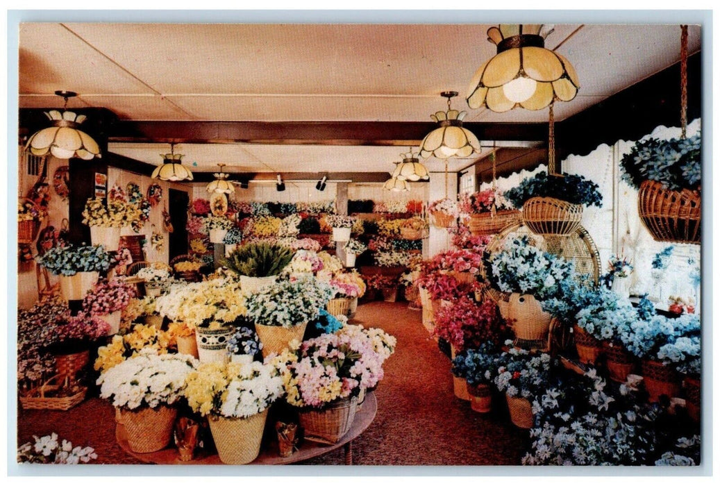 Silk Flowers Display At Basketville Sturbridge Massachusetts MA Vintage Postcard