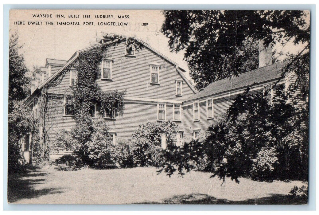 Wayside Inn Sudbury Massachusetts MA, Dwelt Immortal Poet Longfellow Postcard