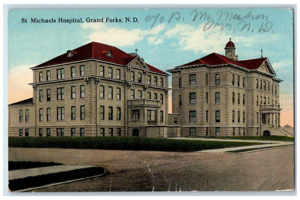 1910 St Michaels Hospital Exterior Building Grand Forks North Dakota ND Postcard