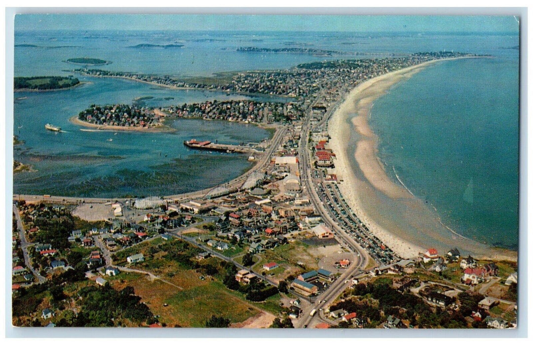 Aerial View Amusement Area Boat Landing Hull Beach Nantucket MA Postcard