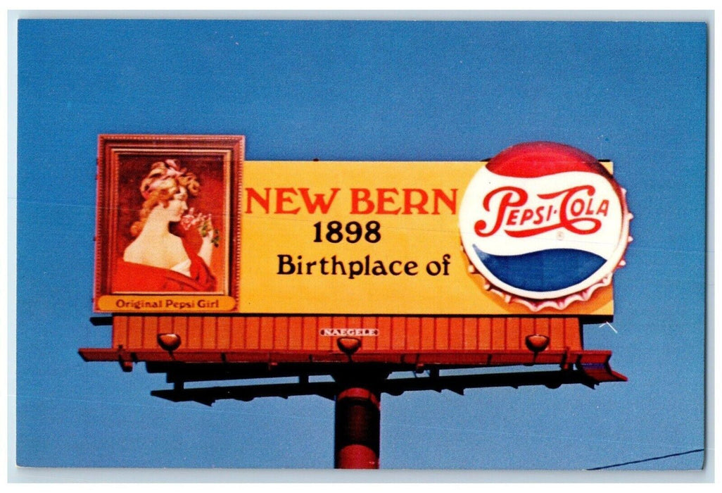 c1960 Pepsi Cola New Bern Birthplace Billboard New Bern North Carolina Postcard