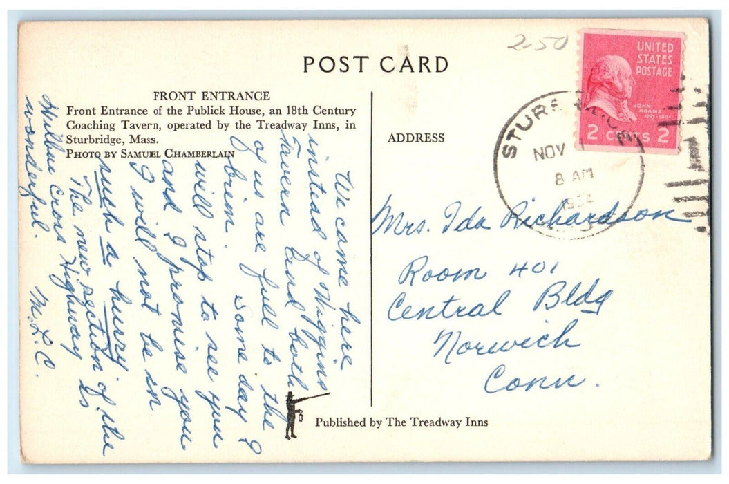 c1910's Front Entrance Of The Publick House Sturbridge Massachusetts MA Postcard