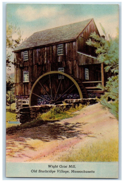 Wight Grist Mill Old Sturbridge Village Massachusetts MA Vintage Postcard