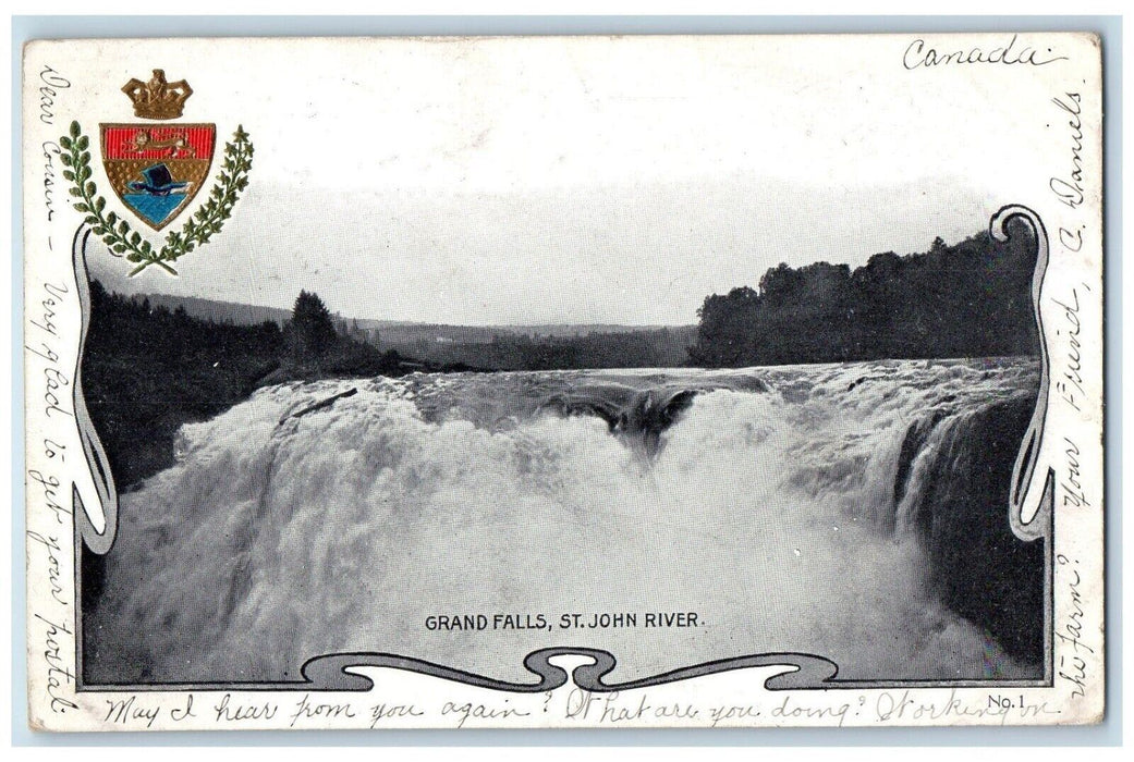 1907 Grand Falls St John River Canada Butler Ohio OH Antique Postcard