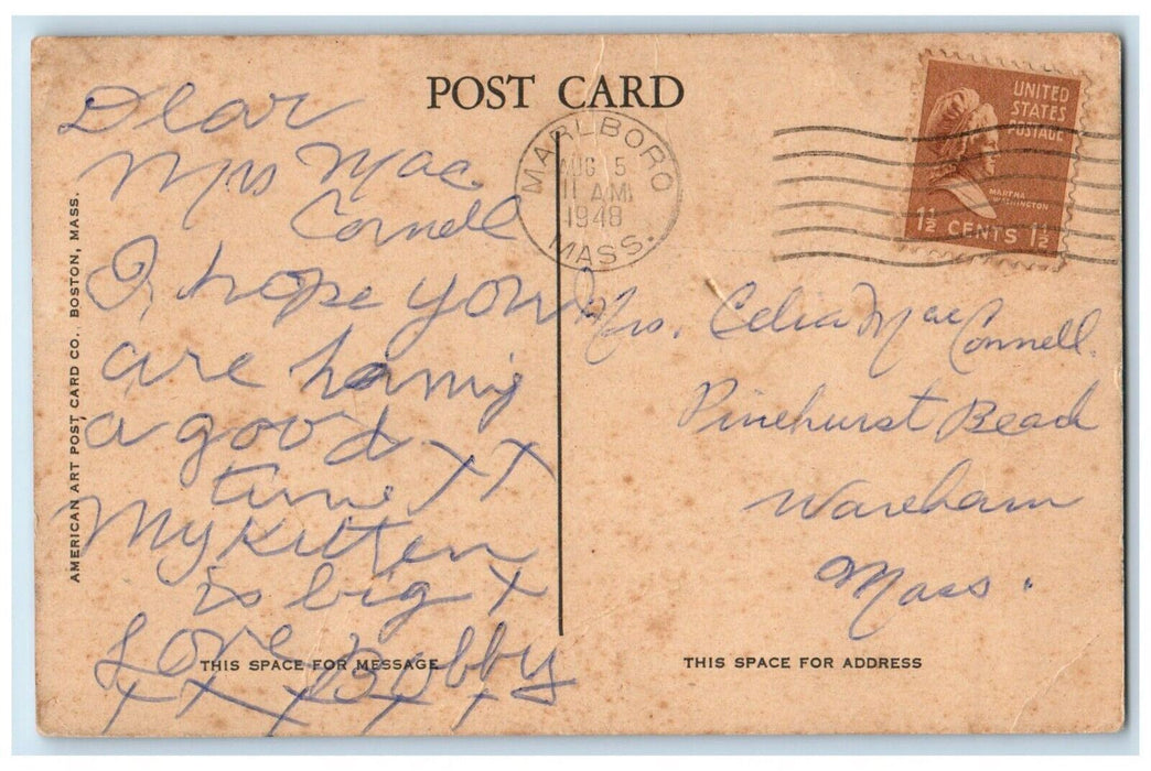 1948 The Little Red School House Old Pump Wayside Inn Sudbury MA Postcard