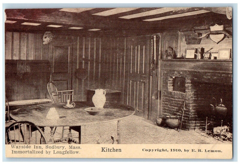 c1910's Wayside Inn Hotel Kitchen Interior Sudbury Massachusetts MA Postcard
