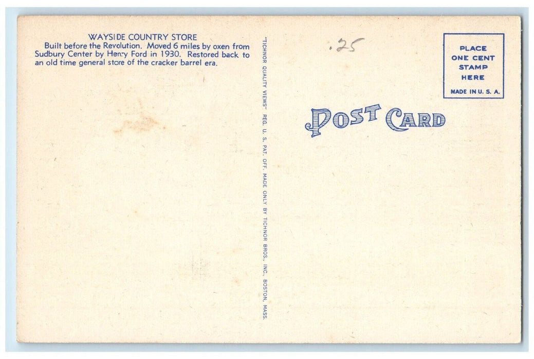 Wayside Country Store Wayside Inn Hotel South Sudbury Massachusetts MA Postcard