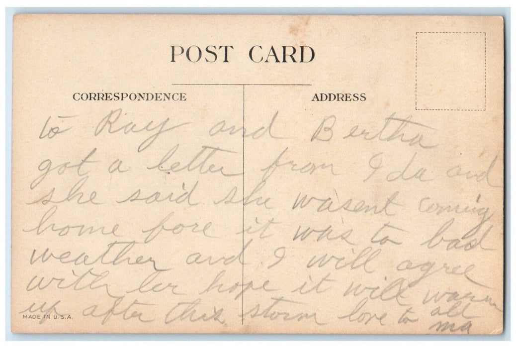 c1910's Easter Blessings Girl Dress Ribbon Hat Flowers Cross Antique Postcard