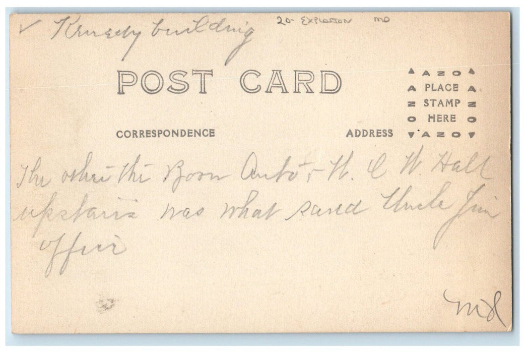 c1910's Building Explosion Maryland MD RPPC Photo Posted Antique Postcard
