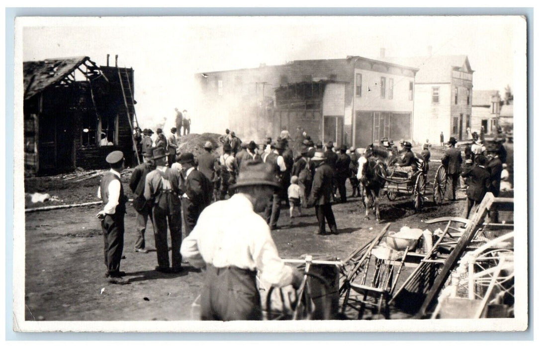 c1910's Fire Downtown Restaurant Store Disaster Antique RPPC Photo Postcard