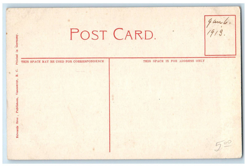 1913 Business Section Hasting Street Vancouver British Columbia Canada Postcard