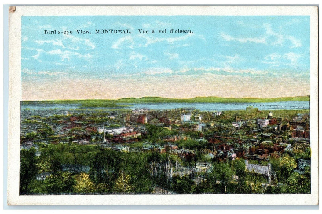 c1920's Bird's Eye View Montreal Quebec Canada Antique Unposted Postcard