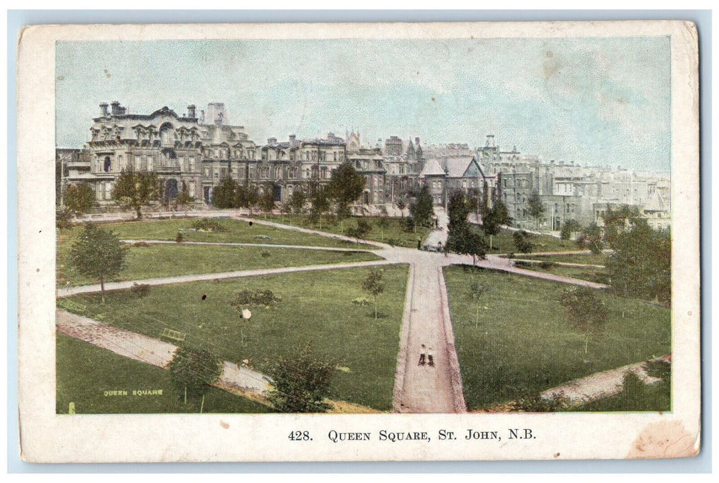 c1920's Queen Square St. John New Brunswick Canada Posted Antique Postcard