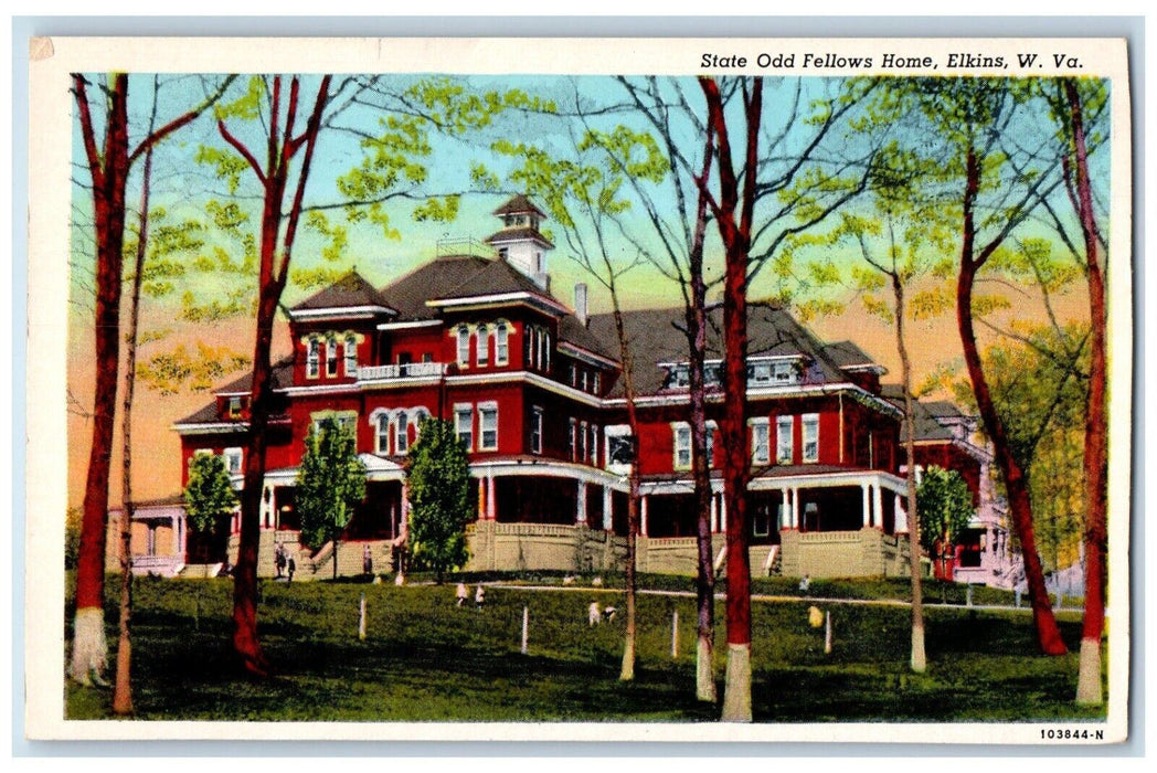 c1940 State Odd Fellows Home Exterior Building Elkins West Virginia WV Postcard