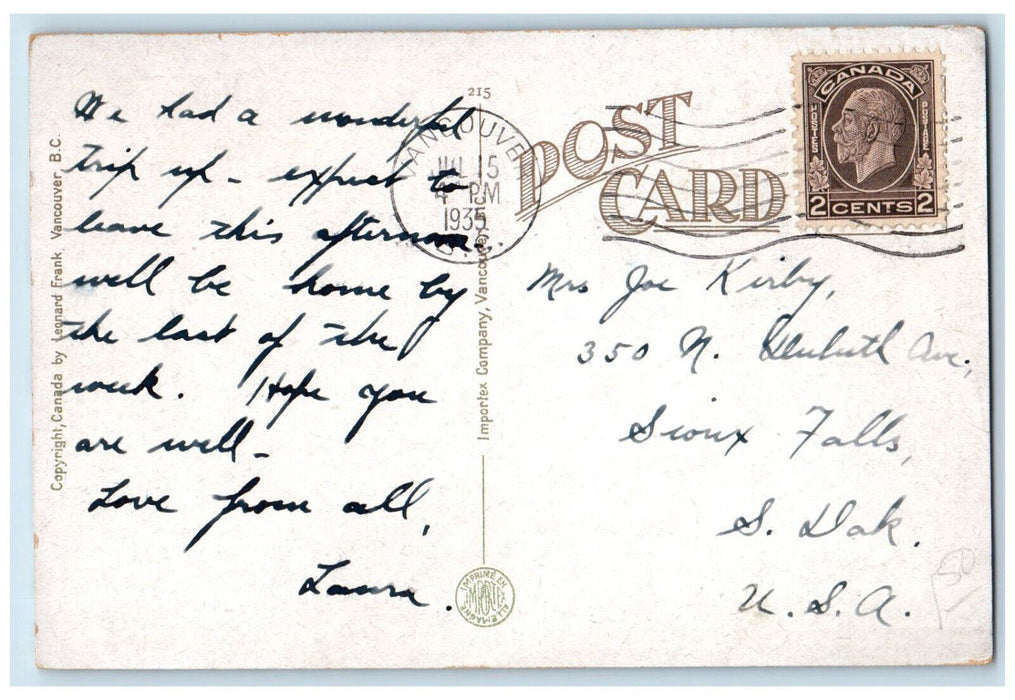 1935 Hotel Georgia Devonshire Apartments Medical & Dental Bldg Canada Postcard