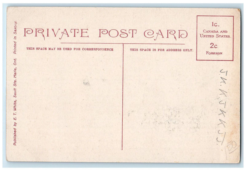c1910 Busy Day Below Canadian Lock Sault Ste Marie Ontario Canada Postcard