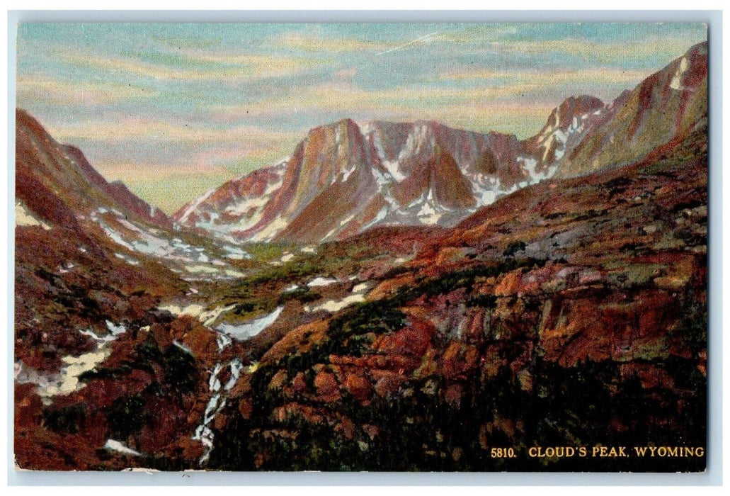 c1920 Aerial View Cloud's Peak Mountain Trees Wyoming Vintage Antique Postcard