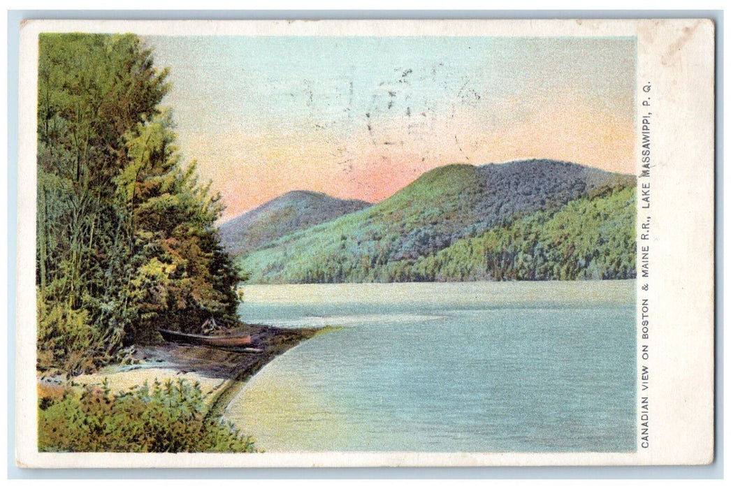 1908 Canadian View on Boston & Maine Railroad Lake Massawippi PQ Postcard