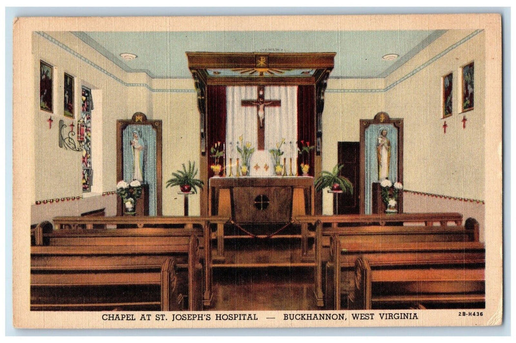 1956 Interior Chapel St Joseph Hospital Buckhannon West Virginia W VA Postcard