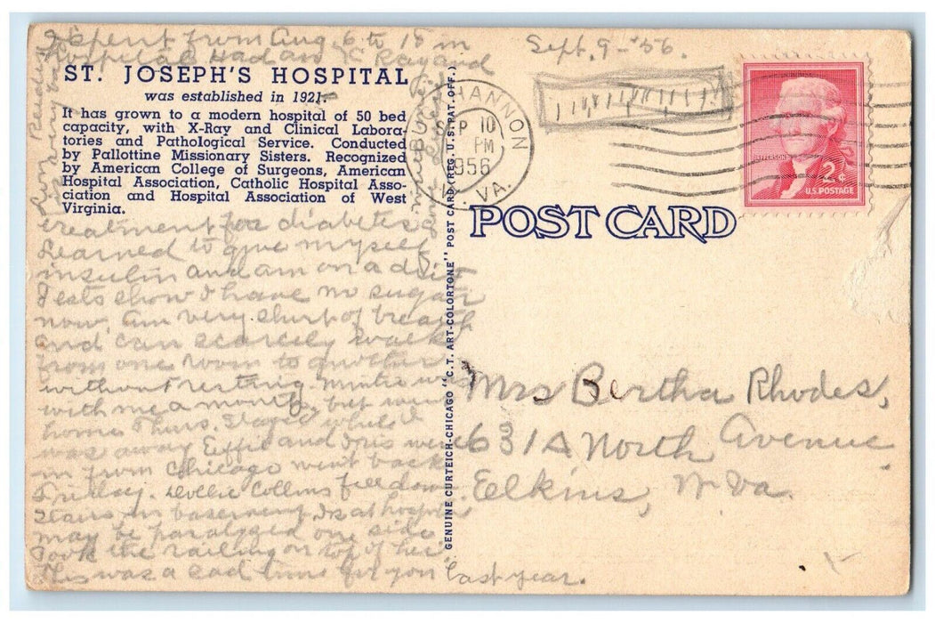 1956 Interior Chapel St Joseph Hospital Buckhannon West Virginia W VA Postcard