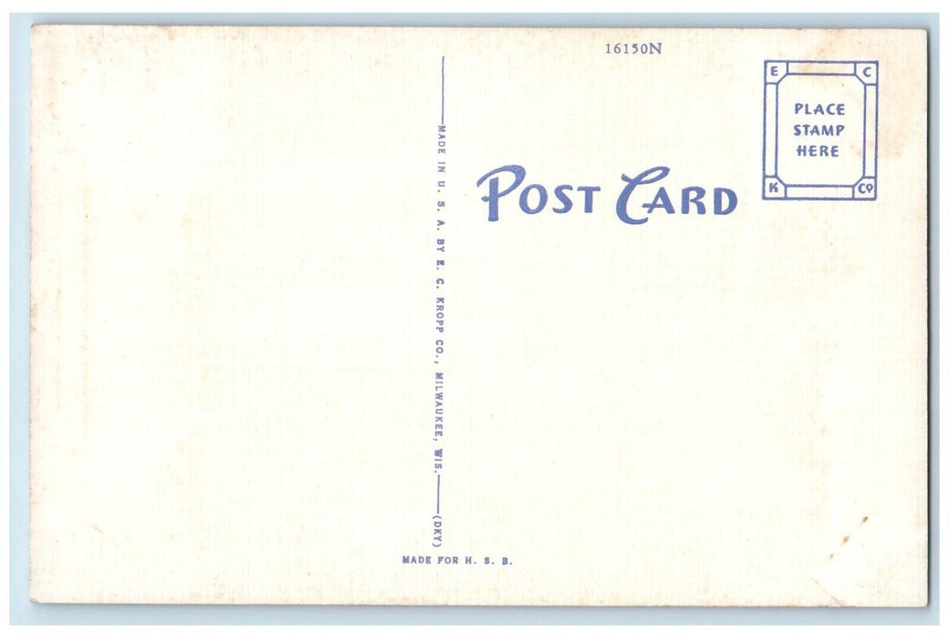 c1940 San Jacinto Plaza Heart El Paso Texas TX Unposted Vintage Antique Postcard