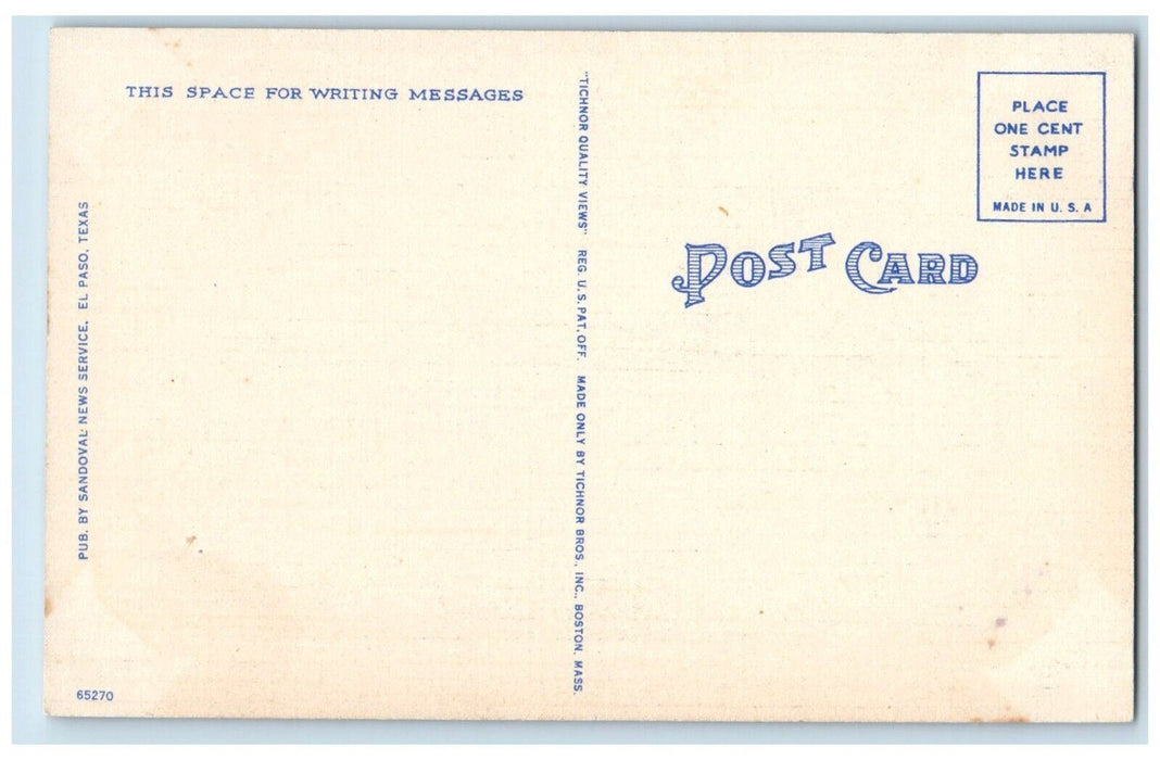 1940 Airplane View College Mine El Paso Texas TX Houses Vintage Antique Postcard