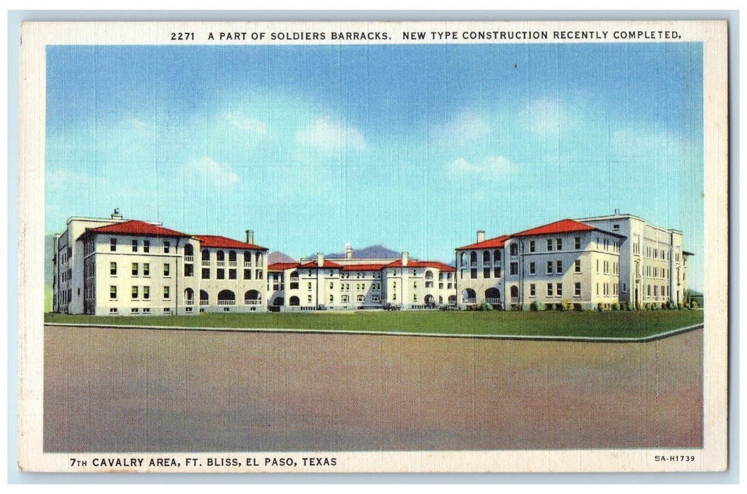 c1940 Part Soldiers Barracks 7th Calvary Area El Paso Texas TX Vintage Postcard