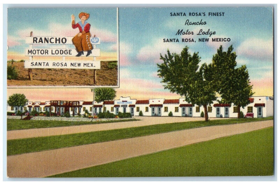 1940 Santa Rosa Finest Rancho Motor Lodge New Mexico Multi-View Vintage Postcard