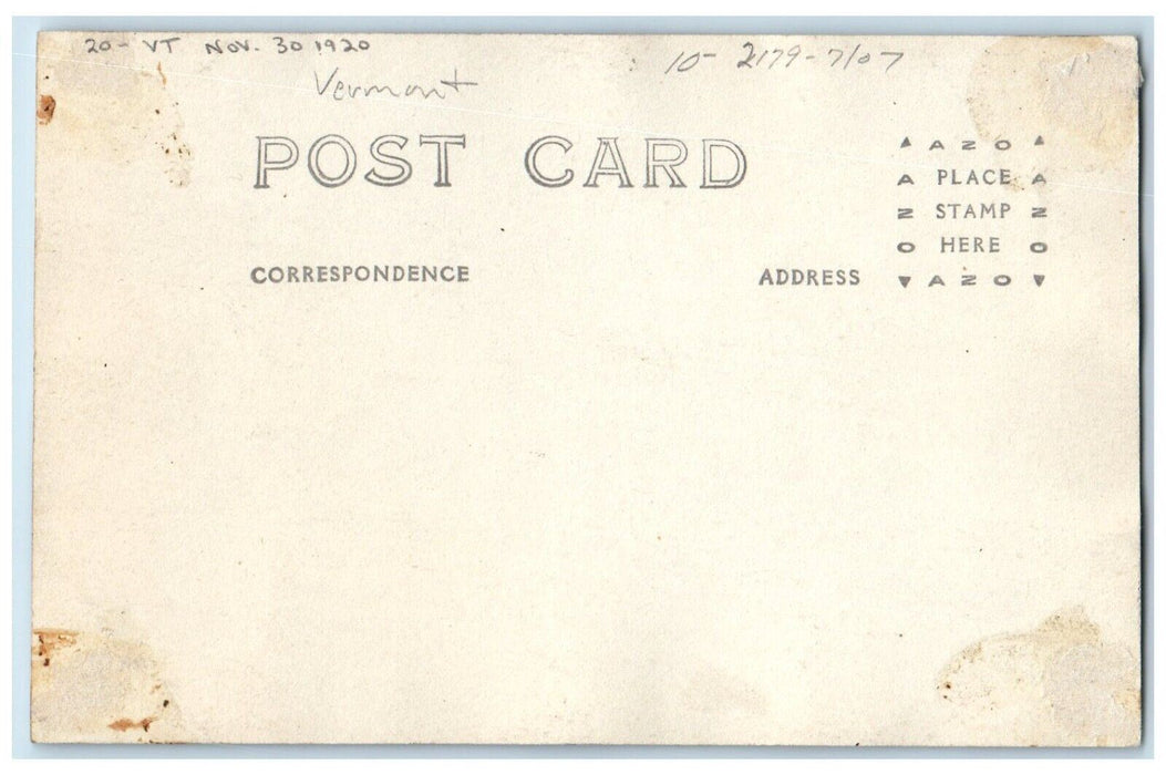 Vermont VT, Nov 30 1920 Disaster RPPC Photo Posted Antique Postcard