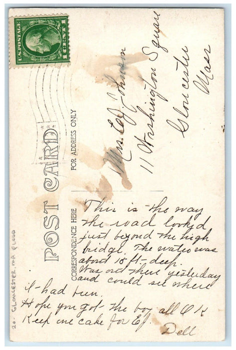 c1910's Flood Dodges Sign Gloucester Massachusetts MA RPPC Photo Postcard
