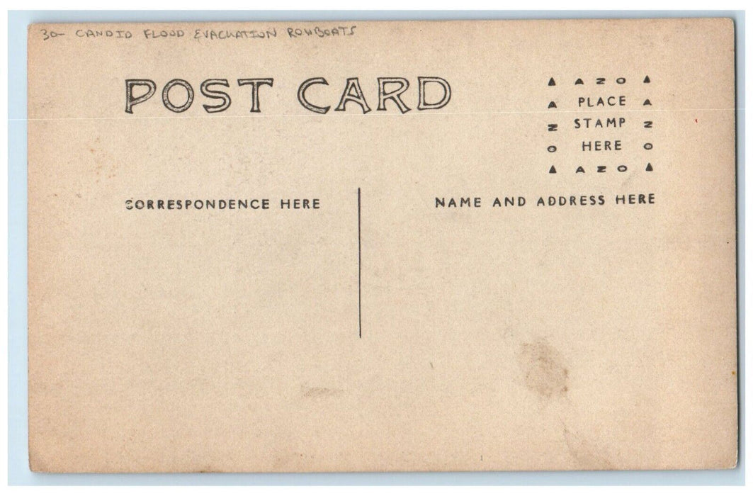 c1910's Candid Flood Evacuation Rowboats Disaster RPPC Photo Antique Postcard