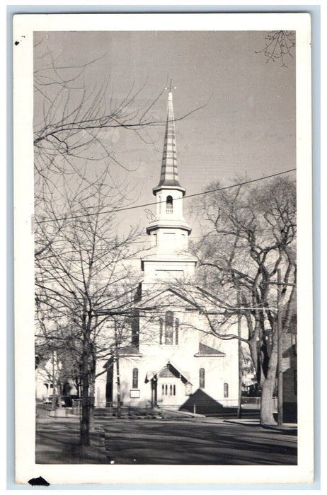 1955 Church Scene Street Lynn Massachusetts MA RPPC Photo Vintage Postcard