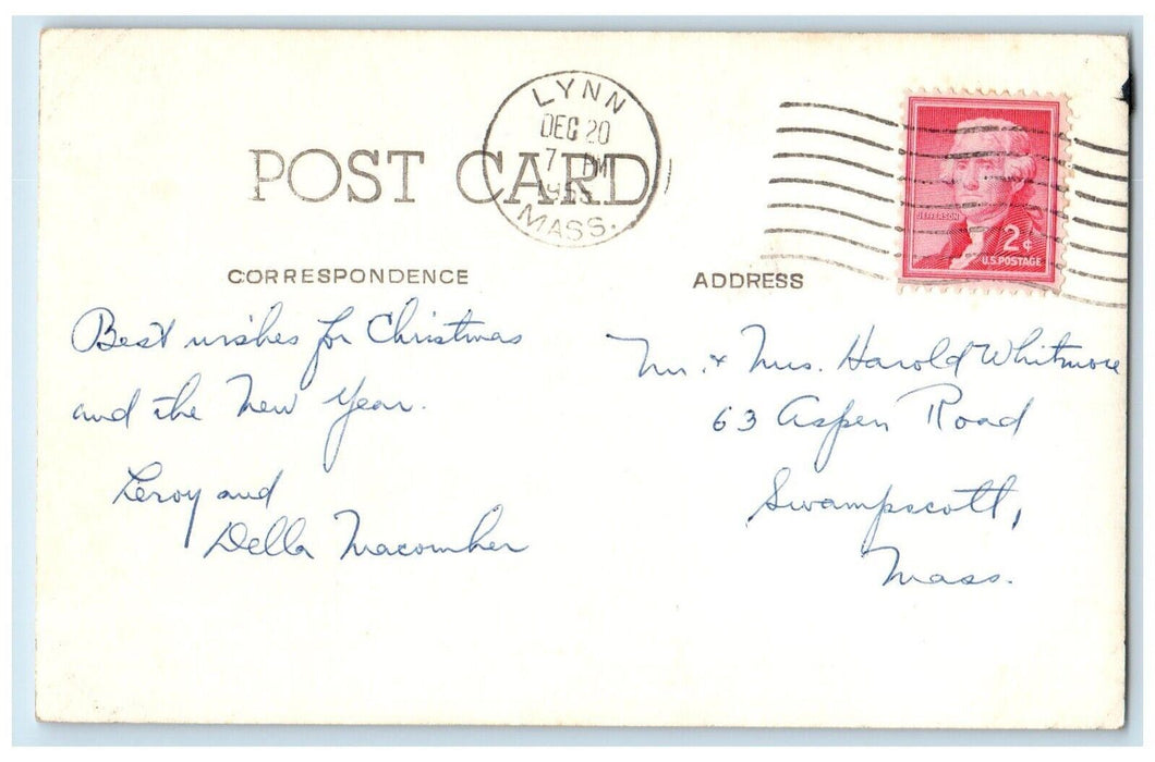 1955 Church Scene Street Lynn Massachusetts MA RPPC Photo Vintage Postcard