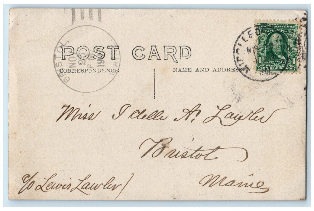 1907 Lake Pocksha West Cow Lake Sailboat Middleboro MA RPPC Photo Postcard
