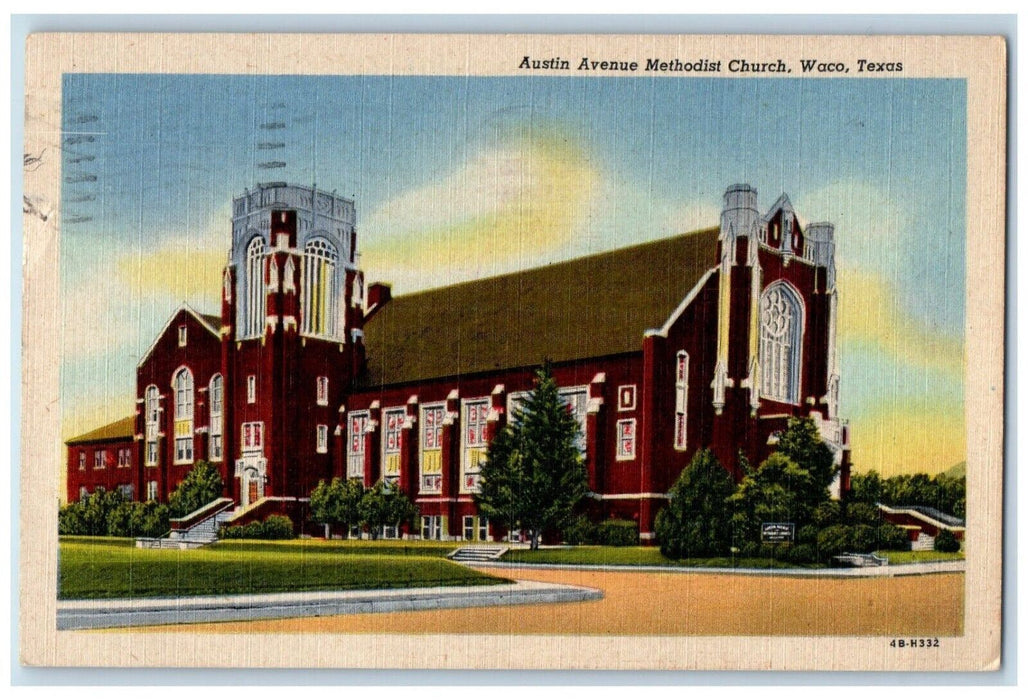 1956 Exterior View Austin Avenue Methodist Church Building Waco Texas Postcard