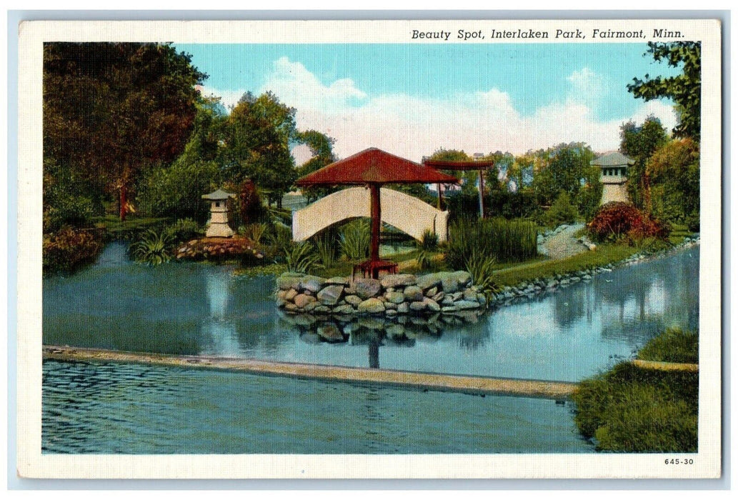 c1940 Scenic River Beauty Spot Interlaken Park Fairmont Minnesota MN Postcard